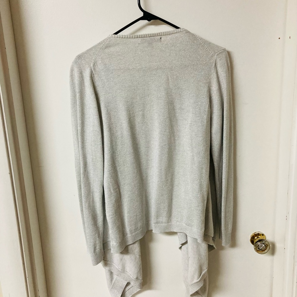 New 💫 Banana Republic Waterfall Light Grey Silver Shimmer Cardigan - Picture 2 of 4